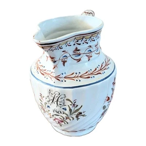 Rare Georgian 7 1/8" Dated Monogrammed 1805 Porcelain Handpainted Jug Pitcher - Picture 1 of 12