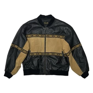 Vintage Scully Genuine Leather Suede Southwest Aztec Bomber Varsity Jacket XL - Picture 1 of 13