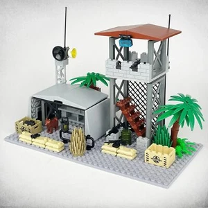 Military Base Bunker Tower Army Building Blocks Minifigures WWII Scene Weapons - Picture 1 of 33