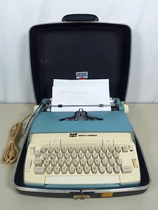 Vintage Smith Corona SCM Coronet Blue Portable Electric Typewriter in Case - Picture 1 of 12