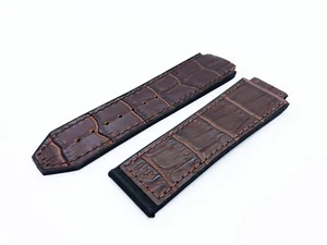 Dark Brown 29/24mm Top Croco Leather Strap/Band fit HUBLOT Watch Big Bang - Picture 1 of 2