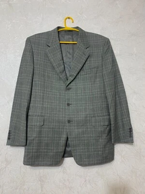Canali Luxury Men's Gray Wool Plaid Blazer Made in Italy Size 52 Foto 1 de 4