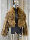 Luxury Women Winter Real Natural  Fur Overcoat Fluffy Natural  Fur Collar Coat