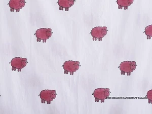 Indian Cotton Dressmaking 5 Yard Running Loose Fabric Throw Ethnic Sheep Printed - Picture 1 of 7