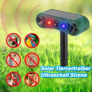 Solar Tiervertreiber Ultraschall Abwehr Marder Katzen Grün Hunde Abwehr Schreck - Bild 1 von 14