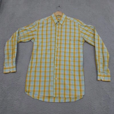 Lacoste Shirt Men M Orange Check Cotton Button Down Corpcore Professional Casual - Image 1 of 4