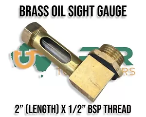 Oil sight gauge 2" long x 1/2 BSP fitting all Brass with glass - Bild 1 von 2
