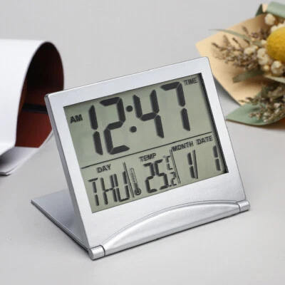 Digital Travel Alarm Clock Foldable Temperature LCD Clock Compact Desk Timer New - Image 1 of 4