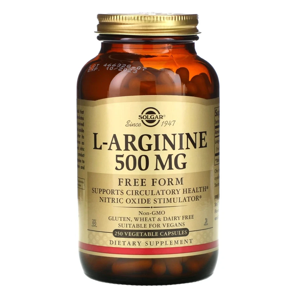 L-Arginina, Forma Libre, 500 mg, 250 Cápsulas Vegetales SOLGAR Foto 1 de 2