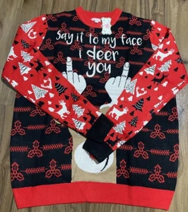 size EU L unisex say it to my face i deer you Christmas jumper RRP £45 - Picture 1 of 6