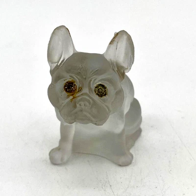 Винтажный Tiffin стекла Co. маленький матовый бульдог со стразами глаза гвоздики воротник 1930-х - Изображение 1 из 4