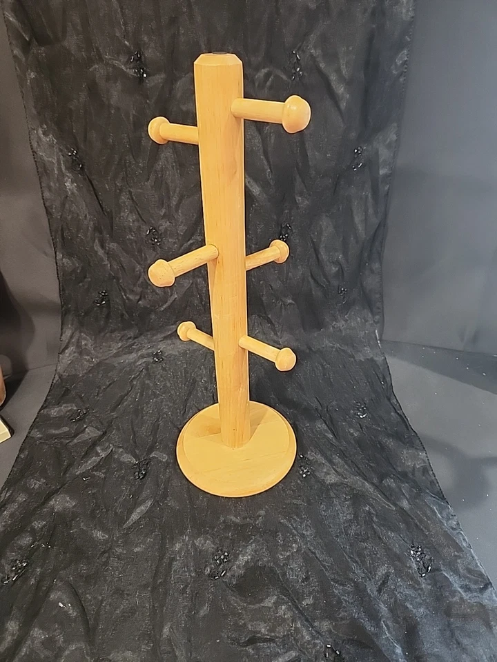 老式Kamenstein木质咖啡杯架支架收纳盒珠宝树架 — 第 1/4 张图片