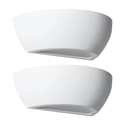Set of 2 Modern White Wall Lights Hallway Bedroom Home Plaster Lamp Lighting - Image 1 of 4