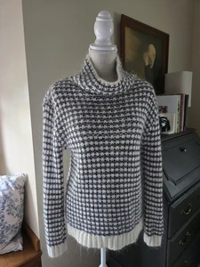 Barbour Ventnor Knit Gray Ivory Sweater Size US 8 Womens Mock Neck Wool, acrylic - Picture 1 of 11
