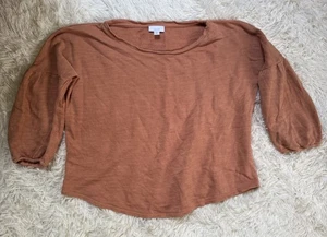 Pure J Jill Top Donna Petite Arancione French Terry Manica a Palloncino Boxy Relaxed M - Foto 1 di 10