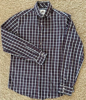 Мужская рубашка Ben Sherman синяя красная клетчатая приталенная размер 15,5 34/35 - Изображение 1 из 4