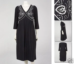 NEW! Zaftique CONTRAST BEADED Dress BLACK 0Z 1Z / 14 16 / Large L XL 1X - Picture 1 of 1