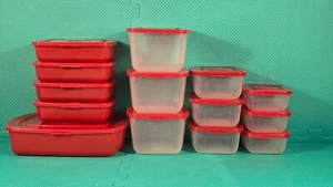 Plastic Containers with Lids, Set of 14, Red🔥 🔥 - Picture 1 of 15