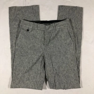 Club Monaco Pants Womens 2 Caroline Textured Stripe Linen Blend Gray NEW $129 - Image 1 of 4