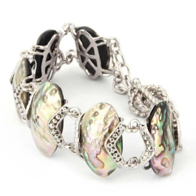 Pulseras encantadoras de plata con concha de abulón multi natural de vacaciones de verano Foto 1 de 4