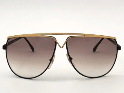 GAFAS DE SOL VINTAGE LAURA BIAGIOTTI T39 ORO MATE Y NEGRO 1980 HECHAS EN ITALIA Foto 1 de 4