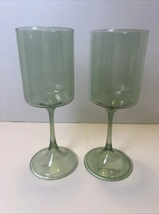 (2) Anthropologie Green Long Stemmed Wine Glasses - 8.5” Tall - Picture 1 of 6