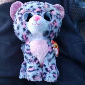 USED TY BEANIE BOOS - 2016 TASHA 6" PINK and GRAY LEOPARD - Picture 1 of 7