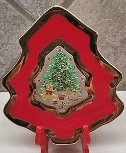 Vintage Jamestown Christmas Plate Hang Or Sit Gold Chokin Japan Table Decor Only - Picture 1 of 9