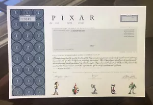 RARE ORIGINAL MINT Pixar Stock Certificate #9145 Steve Jobs Signature, Chairman - Bild 1 von 6