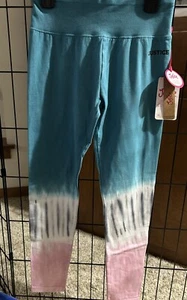 Justice Girls EDF Dye Full Length Legging Teal/Pink Dye Logo Size Large (12/14) - Picture 1 of 16
