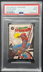 1986 Comic Images Marvel Universe #32 Spider-Man Sticker PSA 9 MINT - Bild 1 von 2