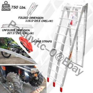 (1x) ATV UTV Motorcycle Lawn Mower Aluminum Folding Loading Ramp Truck Trailer - Picture 1 of 6