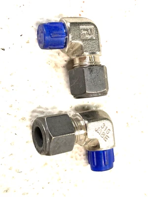 (QTY 2) PARKER CPI 6-2-CBZ-SS Male Elbow 3/8" Tube OD x 1/8" NPT Fitting - Image 1 of 4