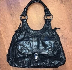Francesco Biasia Black Leather Handbag - Picture 1 of 10