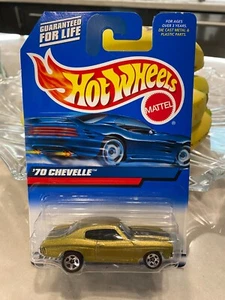2000 Hot Wheels Mainline/Collector #107 '70 CHEVELLE Gold w/Chrome 5 Spoke China - Picture 1 of 1