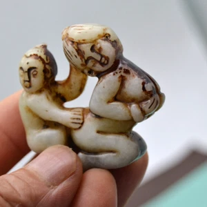 1 pieza colección de colgantes humanos estatuas humanas antiguas chinas de jade natural talladas a mano - Imagen 1 de 7