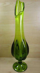 Mid-Century Modern Viking Stretch Glass Green Bud Vase - Picture 1 of 11