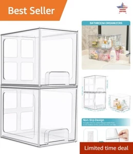 Clear Plastic Storage Bins - Stackable Drawers for Vanity, Kitchen, Bathroom - Picture 1 of 9