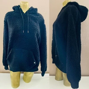 Felpa con cappuccio pullover Fuzzy nera stile surfista ragazza giacca grande - Foto 1 di 9