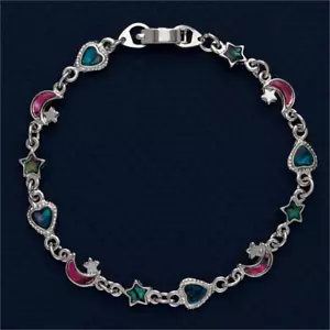 Shell of the Sea Genuine Paua sea shell link bracelet 7" long Heart, Moon & Star - Picture 1 of 1