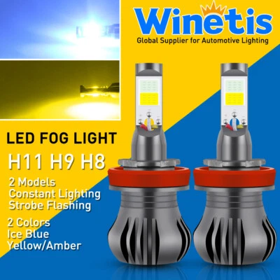 2x H8 H11 H9 Switchback Yellow Ice Blue Strobe Fog Light LED Driving Bulb DRL - Image 1 of 4