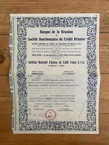 RARE = certificat: BANQUE DE LA REUNION (SAINT-DENIS) (H1) - Bild 1 von 1