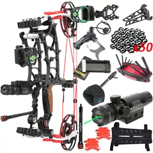 22" Compound Bow 30-75lbs Short Axis Steel Ball Arrow Archery Hunting Fish RH LH - Picture 1 of 29
