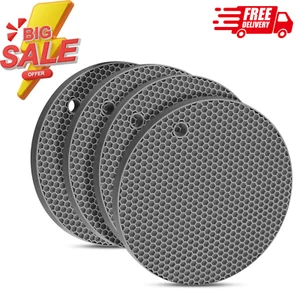4 PCS Premium Silicone Trivet Mats, Food Grade Silicones, BPA Free, Versatile... - Picture 1 of 7