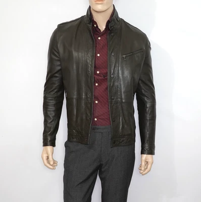 Chaqueta de Cuero Colección John Varvatos en Marrón Talla Grande (40) 100% Piel de Cordero Foto 1 de 4