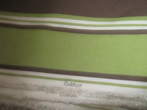 4 Yards grün braun & weiß gestreifter Outdoor Canvas Stoff - Bild 1 von 2