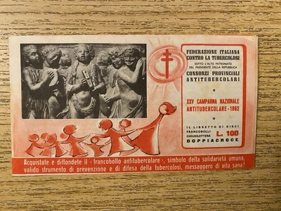 XXV CAMPAGNA NAZIONALE ANTITUBERCOLARE 1962 - LIBRETTO CON 10 ERINNOFILI MONTATI - Immagine 1 di 4