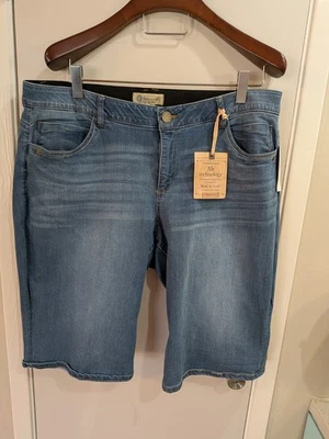 NUEVO CON ETIQUETAS Democracy 22W "Ab" Technology Azul Lavado Denim Capris Damas Foto 1 de 4