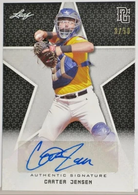 2020 Leaf Perfect Game. (Black) 3/50 Carter Jensen Signed # BA-CJ1 K.C.Royals - Image 1 of 2