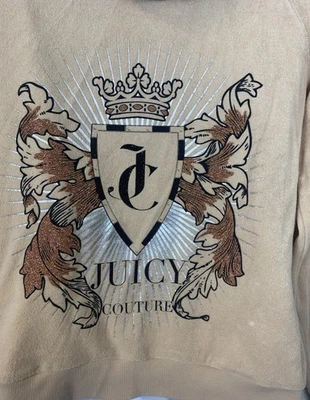 Juicy Couture Size Large Logo Bling Terry Cloth Hoodie Sweatshirt Zip Up VTG 70s - Image 1 of 4